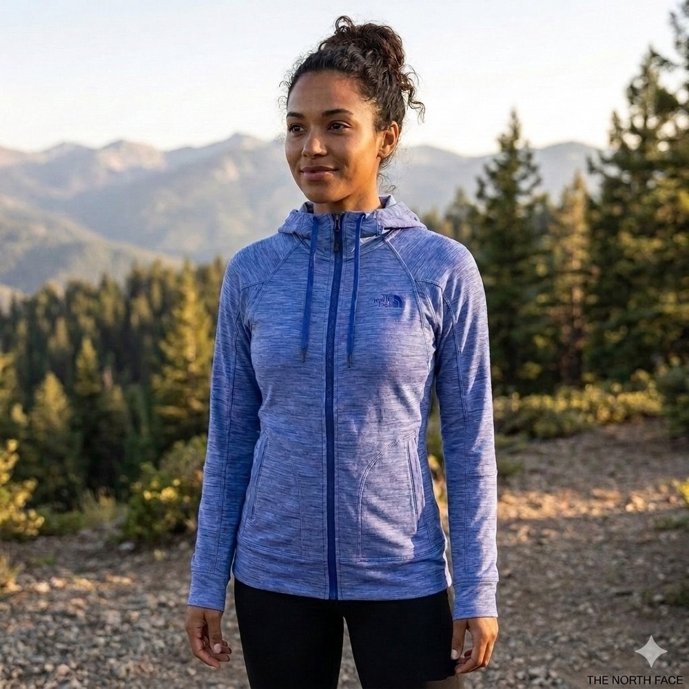 The North Face Womens Stria Mezzaluna full-zip fleece hoodie‎ Blue Heather Small